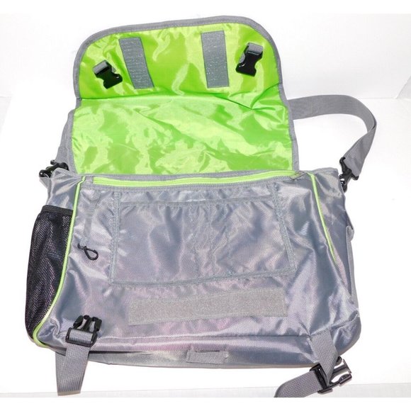 ISAGENIX Gray Neon Green Crossbody Shoulder Messenger Laptop Computer Bag - Picture 5 of 12